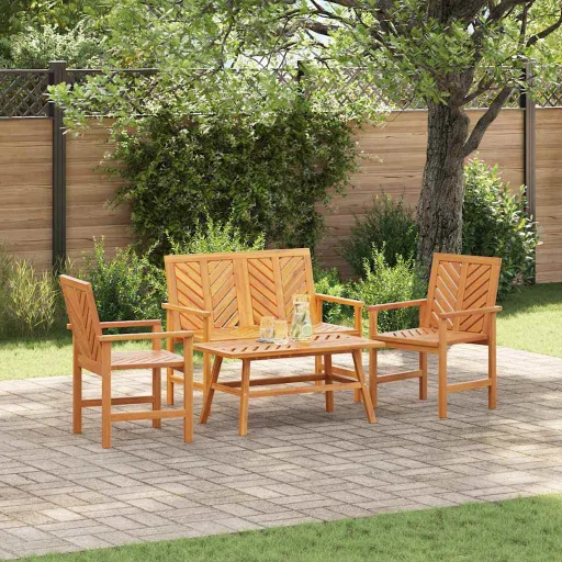 Conjunto de Sofás de Jardín   Marrón (4 pcs)