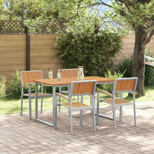 Conjunto de Comedor de Jardín   Gris (5 pcs)