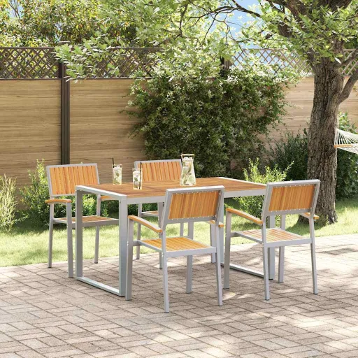Conjunto de Comedor de Jardín   Gris (5 pcs)