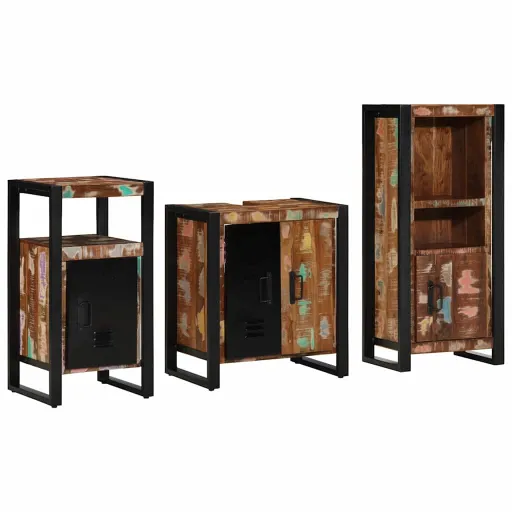 Juego de Muebles de Baño   Madera Sólida Recuperada (3 pcs)