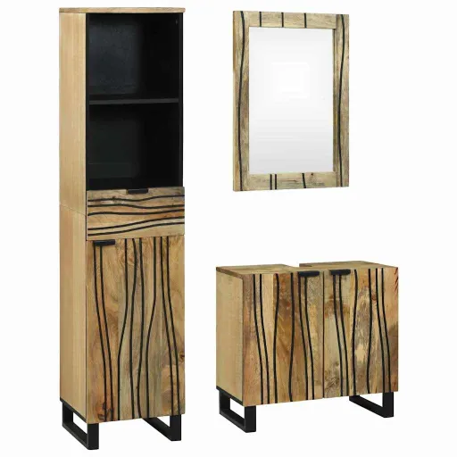 Juego de Muebles de Baño   Marrón Madera de Ingeniería (3 pcs)
