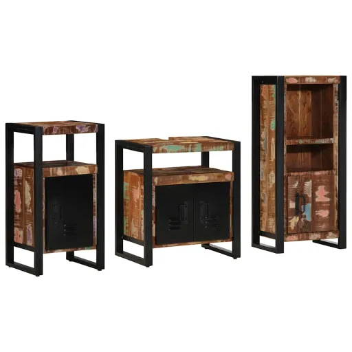 Juego de Muebles de Baño   Madera Sólida Recuperada (3 pcs)