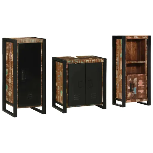Juego de Muebles de Baño   Madera Sólida Recuperada (3 pcs)