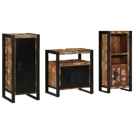 Juego de Muebles de Baño   Madera Sólida Recuperada (3 pcs)