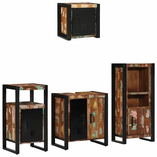 Juego de Muebles de Baño   Madera Sólida Recuperada (4 pcs)