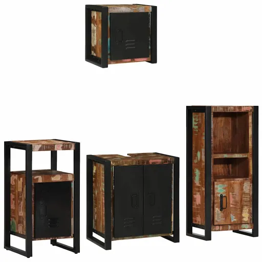 Juego de Muebles de Baño   Madera Sólida Recuperada (4 pcs)