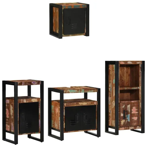 Juego de Muebles de Baño   Madera Sólida Recuperada (4 pcs)