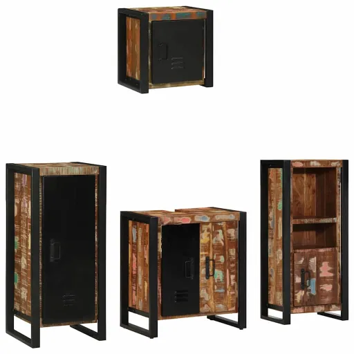 Juego de Muebles de Baño   Madera Sólida Recuperada (4 pcs)