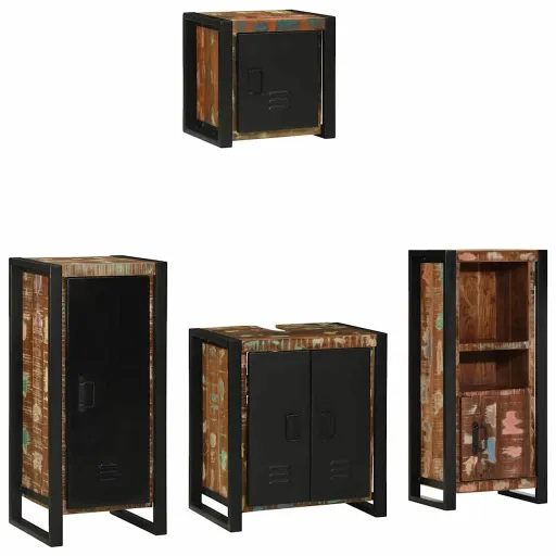 Juego de Muebles de Baño   Madera Sólida Recuperada (4 pcs)
