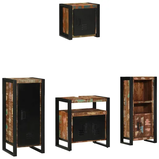 Juego de Muebles de Baño   Madera Sólida Recuperada (4 pcs)