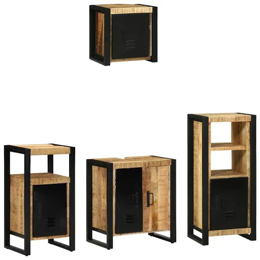 Juego de Muebles de Baño Con Cajón   Madera de Mango Maciza (4 pcs)