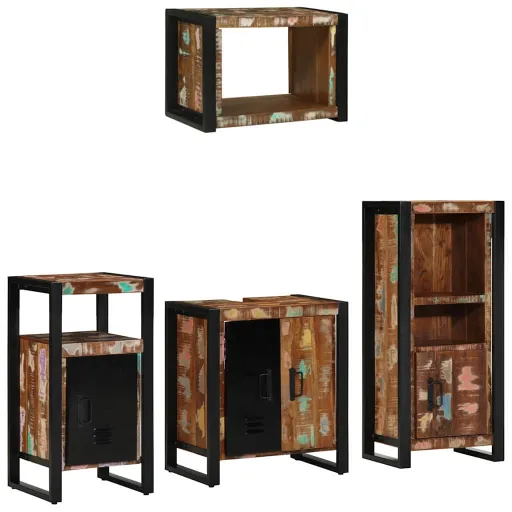 Juego de Muebles de Baño   Madera Sólida Recuperada (4 pcs)