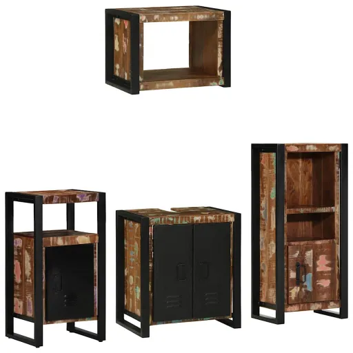 Juego de Muebles de Baño   Madera Sólida Recuperada (4 pcs)