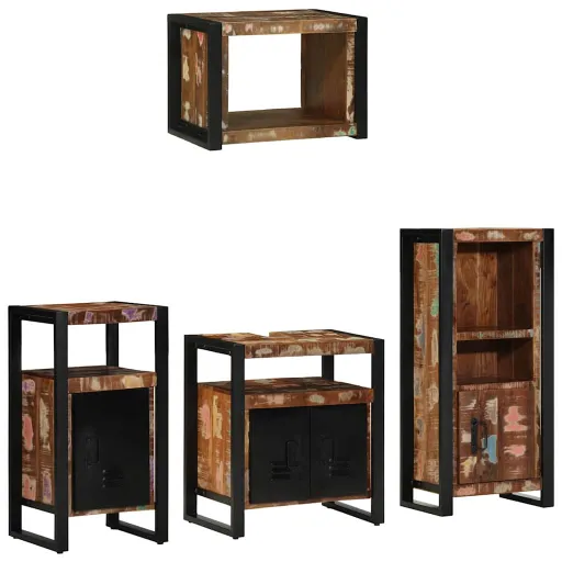 Juego de Muebles de Baño   Madera Sólida Recuperada (4 pcs)