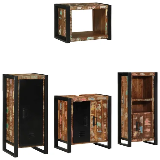 Juego de Muebles de Baño   Madera Sólida Recuperada (4 pcs)