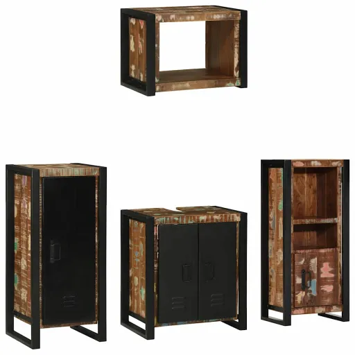 Juego de Muebles de Baño   Madera Sólida Recuperada (4 pcs)