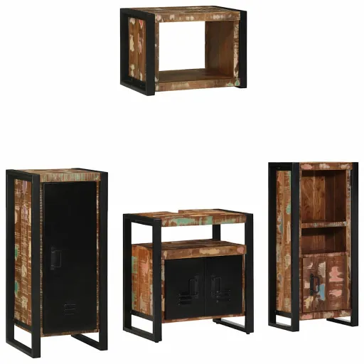 Juego de Muebles de Baño   Madera Sólida Recuperada (4 pcs)
