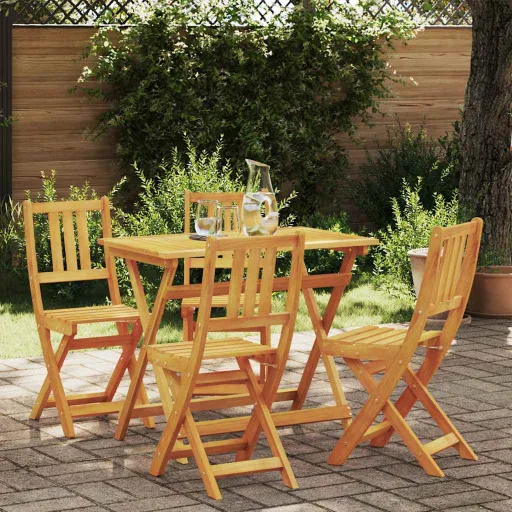 Juego Bistro de Jardín   Marrón Madera de Acacia Sólida (5 pcs)
