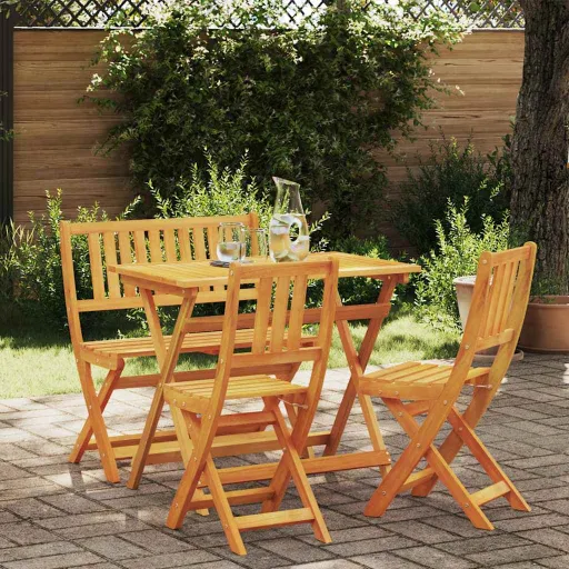 Juego Bistro de Jardín   Marrón Madera Maciza de Acacia (4 pcs)