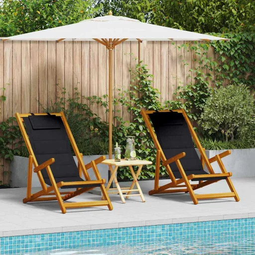 Silla de Playa Con Cojín   Marrón 61.5 x 123 x 82cm (2 pcs)