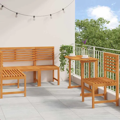 Conjunto de Bancos de Jardín   Marrón (4 pcs)