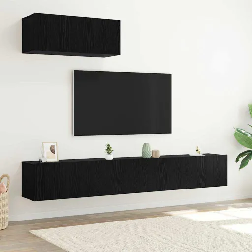 Conjunto de Mueble de TV   Roble Negro Madera de Ingeniería (3 pcs)