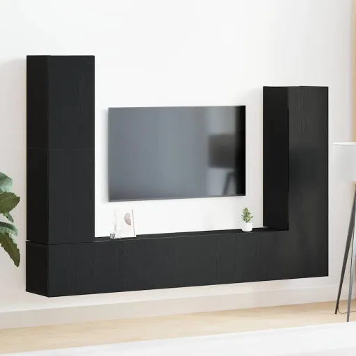 Conjunto de Mueble de TV   Roble Negro Madera de Ingeniería (6 pcs)