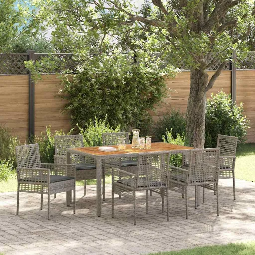 Conjunto de Comedor de Jardín   Gris Poliratán (7 pcs)