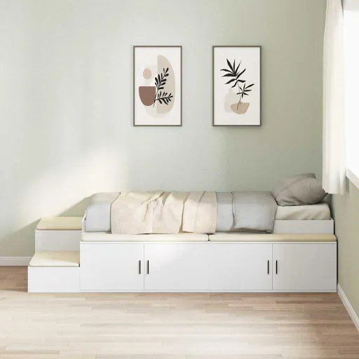 Cama Con Almacenamiento 90 cm Madera Contrachapada