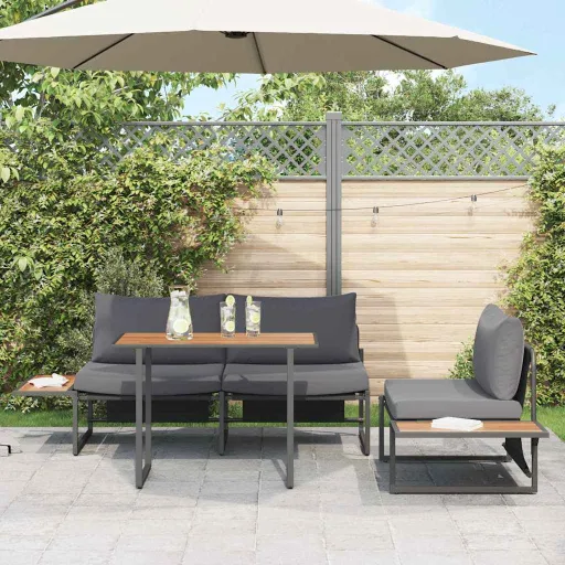 Conjunto de Comedor de Jardín   Antracita Acero (3 pcs)