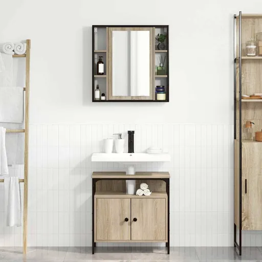Juego de Muebles de Baño   Marrón Madera Contrachapada (2 pcs)