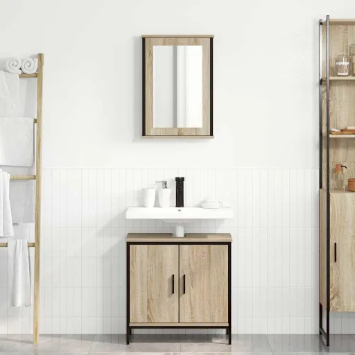 Juego de Muebles de Baño   Marrón Madera Contrachapada (2 pcs)