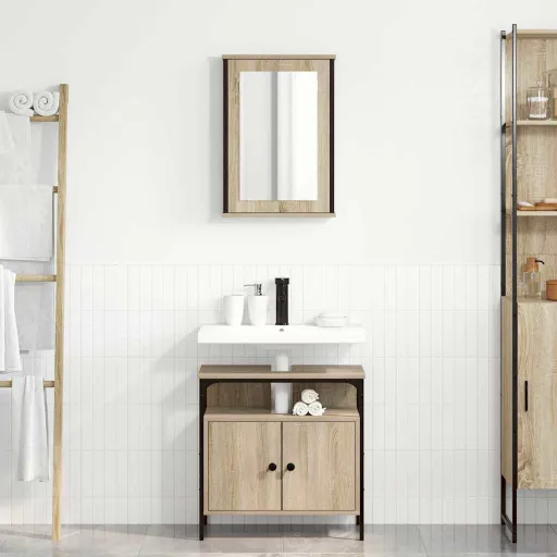 Juego de Muebles de Baño   Marrón Madera Contrachapada (2 pcs)