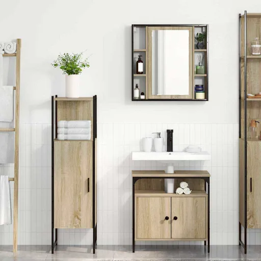 Juego de Muebles de Baño   Marrón Madera Contrachapada (3 pcs)