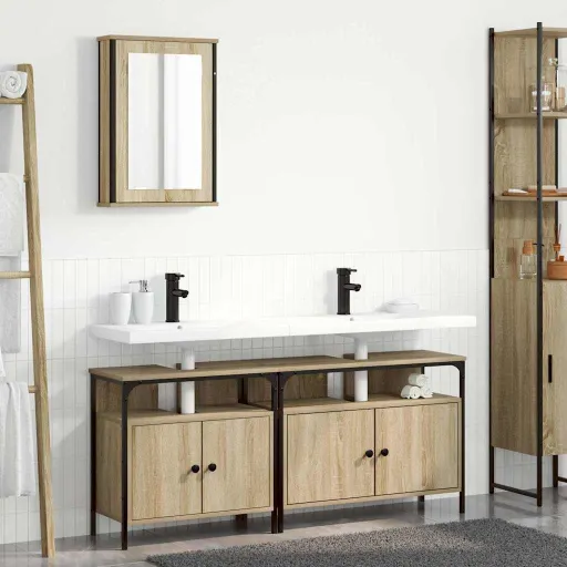 Juego de Muebles de Baño   Marrón Madera Contrachapada (3 pcs)