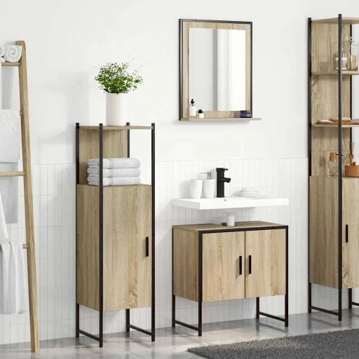 Juego de Muebles de Baño   Marrón Madera Contrachapada (3 pcs)