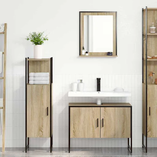 Juego de Muebles de Baño   Marrón Madera Contrachapada (3 pcs)