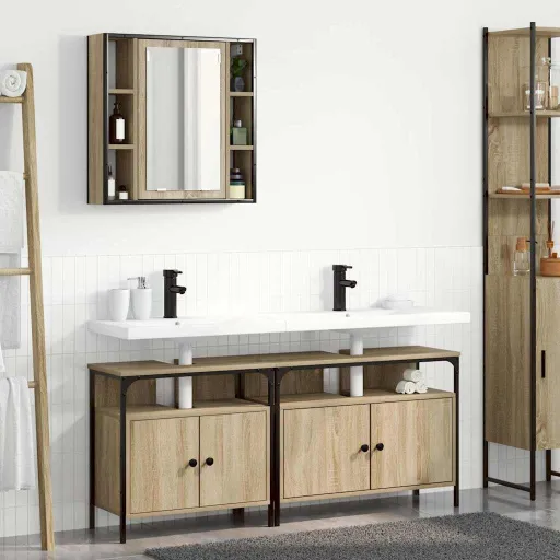 Juego de Muebles de Baño   Marrón Madera Contrachapada (3 pcs)
