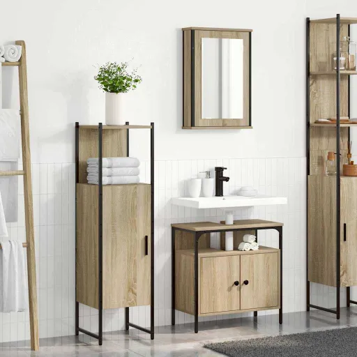 Juego de Muebles de Baño   Marrón Madera Contrachapada (3 pcs)
