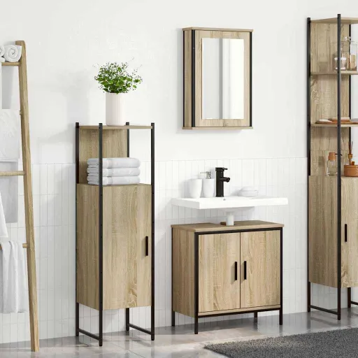 Juego de Muebles de Baño   Marrón Madera Contrachapada (3 pcs)