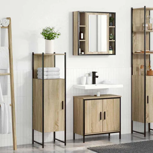 Juego de Muebles de Baño   Marrón Madera Contrachapada (3 pcs)