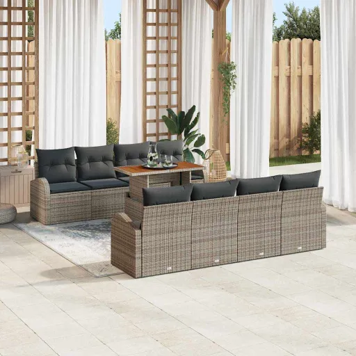 Conjunto de Sofá de Jardín Con Cojín   Gris (7 pcs)