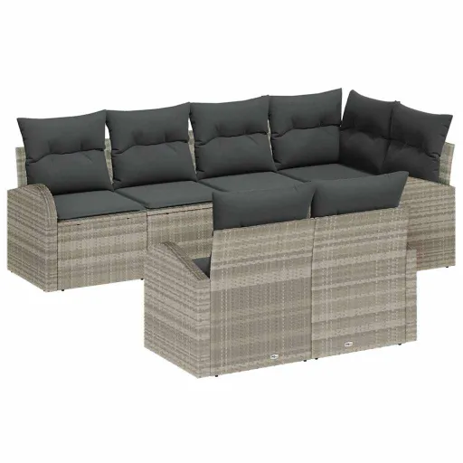 Conjunto de Sofás de Jardín   Gris Claro Ratán Sintético (7 pcs)