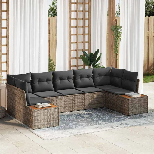 Conjunto de Sofás de Jardín   Gris Ratán Sintético (7 pcs)