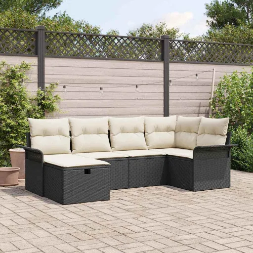 Conjunto de Sofá de Jardín Con Cojín   Poliratán (6 pcs)