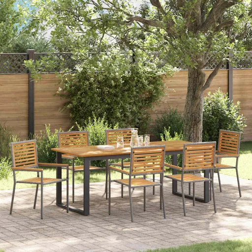 Conjunto de Comedor de Jardín   Gris (7 pcs)
