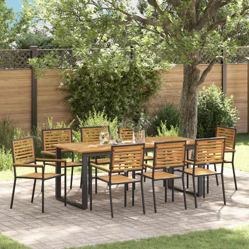 Conjunto de Comedor de Jardín   Negro (9 pcs)