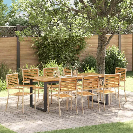 Conjunto de Comedor de Jardín   Beige (9 pcs)
