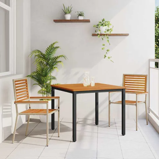 Conjunto de Comedor de Jardín   Beige y Marrón (3 pcs)