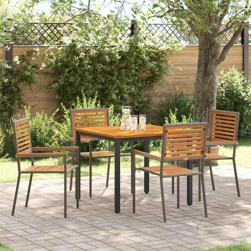 Conjunto de Comedor de Jardín   Gris 90 x 90 x 75 cm (5 pcs)